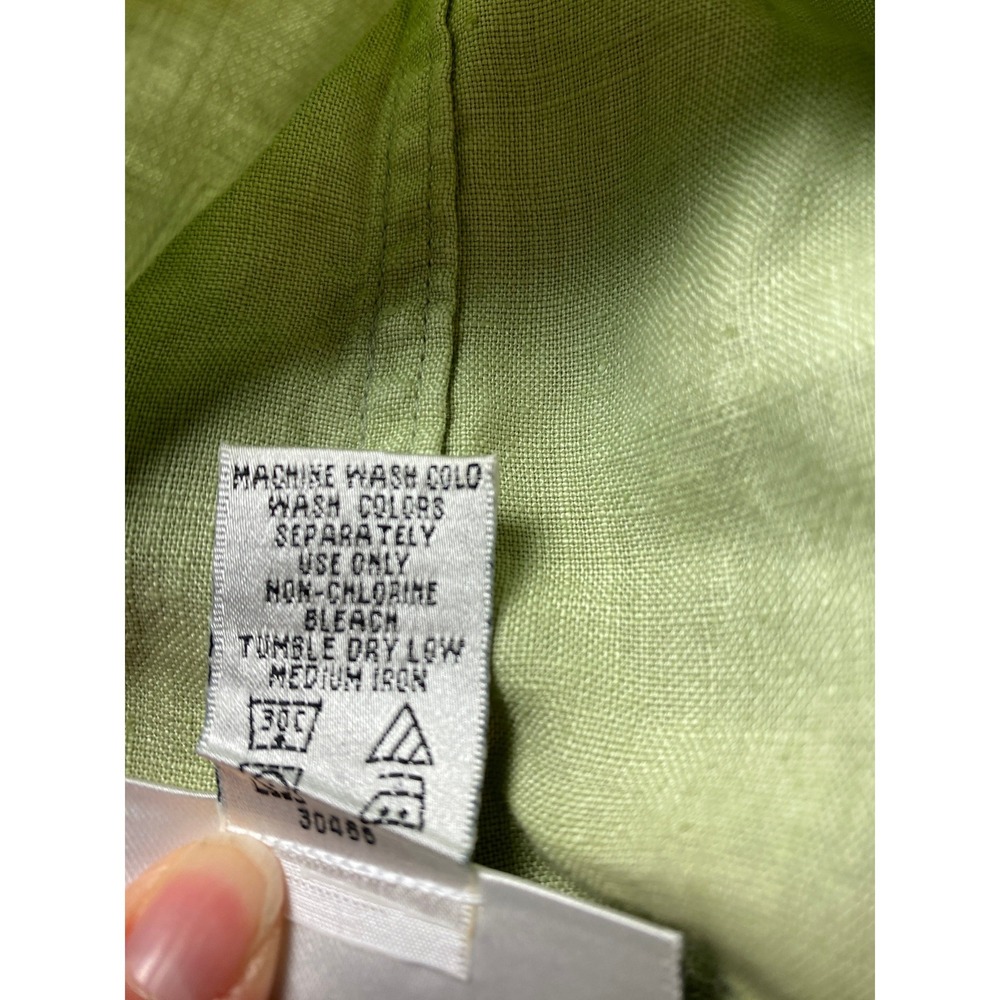 Real Comfort by Chadwick's Green 100% Linen Pullover Hoodie Top Womens Large - Picture 7 of 7